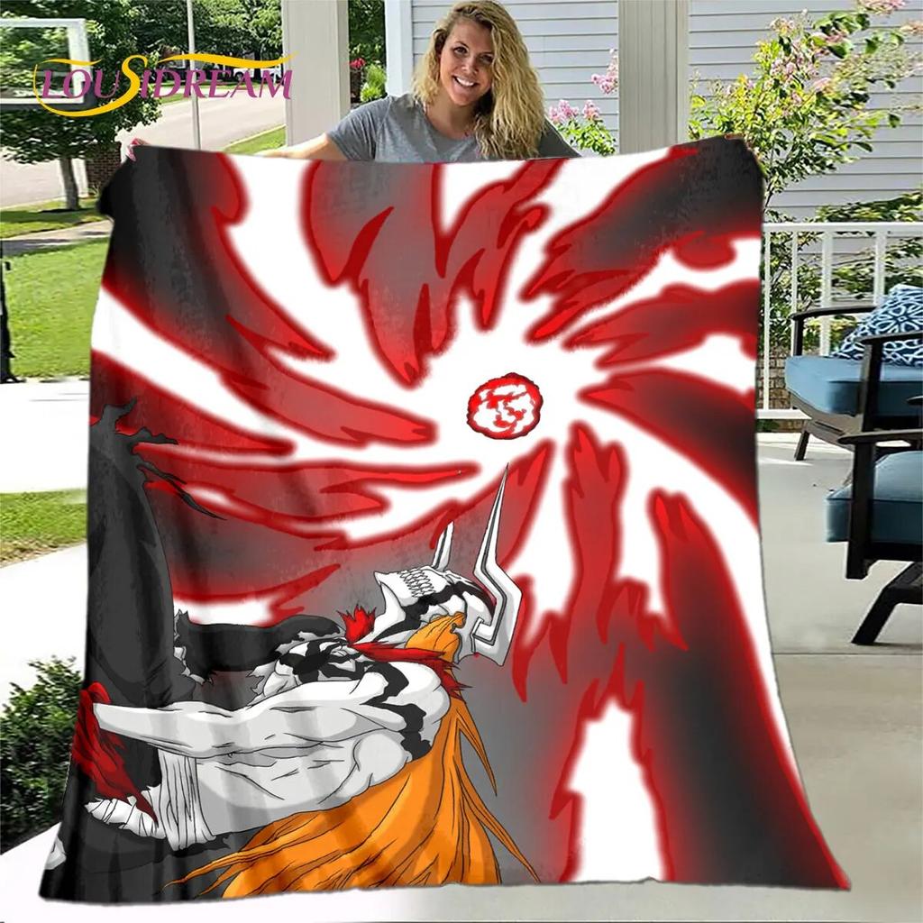 Bleach Japan Anime Cartoon Weiche Plüschdecke, Flanelldecke, Überwurf, Decke für Wohnzimmer, Schlafzimmer, Bett, Sofa, Picknick, Abdeckung für Kinder