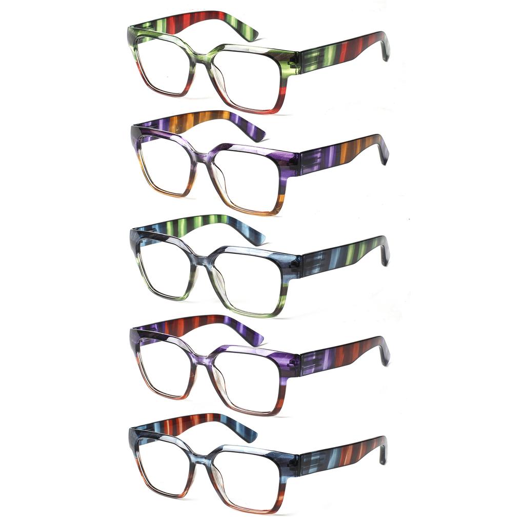 TUREZING Reading Glasses For Men Women HD Lenses Spring Hinge Square Wood Grain Presbyopic Eyewear Lightweight Comfortable