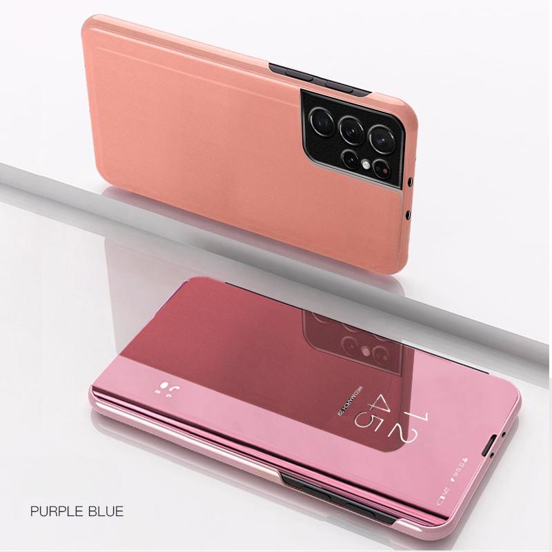 Étui à rabat miroir en cuir pour Samsung Galaxy S25 S25Ultra S25 Edge S24 S23 S22 S21 S20 Note20 10 9 8 Support Housse de téléphone Funda