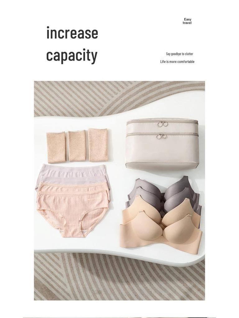 Portable Multifunctional Travel Underwear Organizer - Separate Compartments for Bras and Underpants