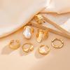 SHIXIN 7Pcs Baroque Imitation Pearl Chunky Open Rings Set for Women Smooth Irregular Wave Adjustable Rings Trendy Finger Jewelry