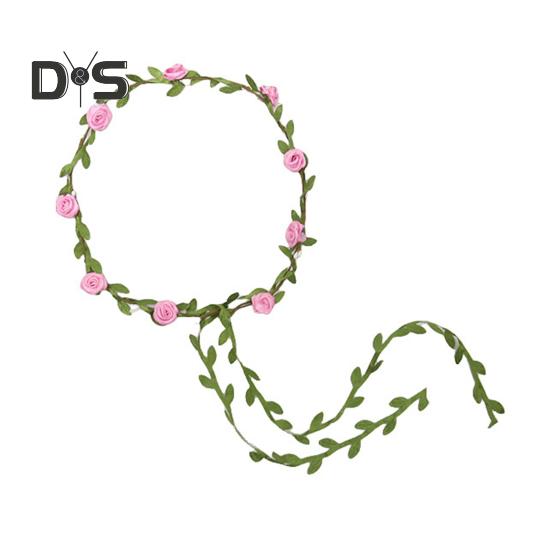 Assortert Farget Roseblomstkrans for Kvinner Floral Bohemsk Hodeplagg Fe Krans Pannebånd med Grønne Blader for Bryllupsfest Ferie Fotografering