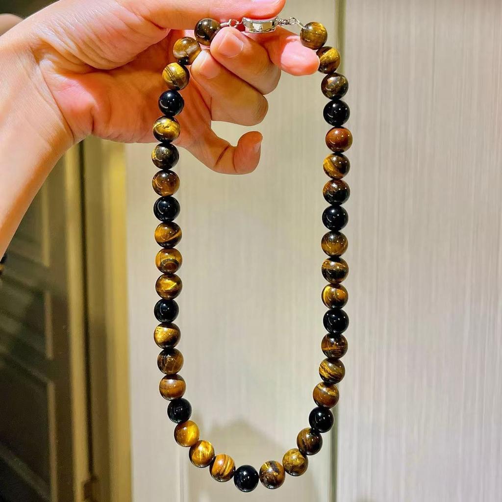 Maillard Style Natural Tiger's Eye Design Sense Gypsy Crystal Clavicle Chain Necklace