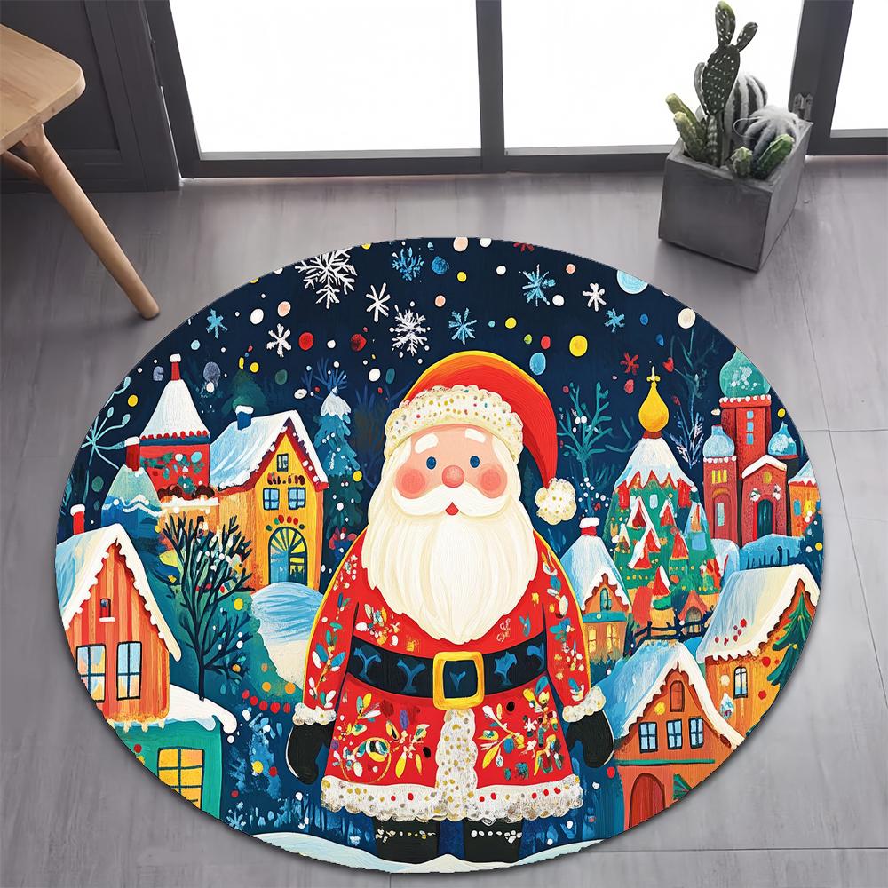 

The Nutcracker Doll Merry Christmas Tree Cartoon Festival Round Carpet Rug for Bedroom Living Room Decoration,Decor Floor Mat Diameter 60cm