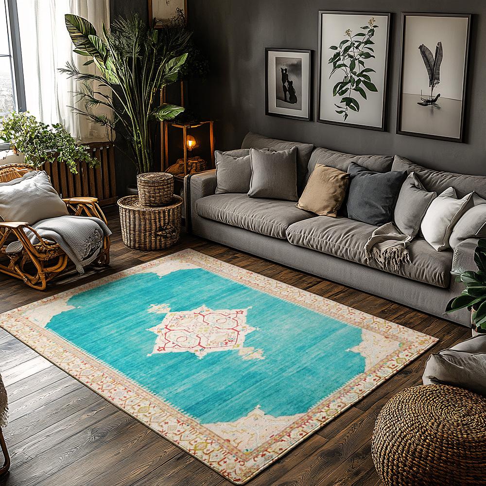 

Vintage Persian Rug Area Rug Non Slip Indoor Outdoor Carpet Bohemian Floor Mat Living Room Decor Farmhouse Entryway Runner 50cm x 80cm