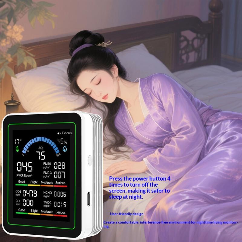 10-i-1 CO2 Luftkvalitetsdetektor PM0.3 PM1.0 PM2.5 PM10 HCHO TVOC Tester Temperatur- og Fugtighedsmåler Kuldioxidmonitor