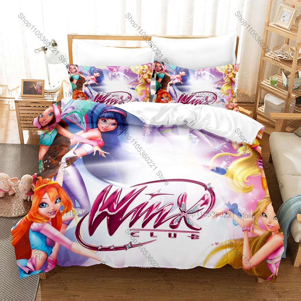 Printed W-Winx Bedding Set 3 Pcs Soft Breathable Duvet Cover And Pillowcases Fashion Home Bed Linens Decoration