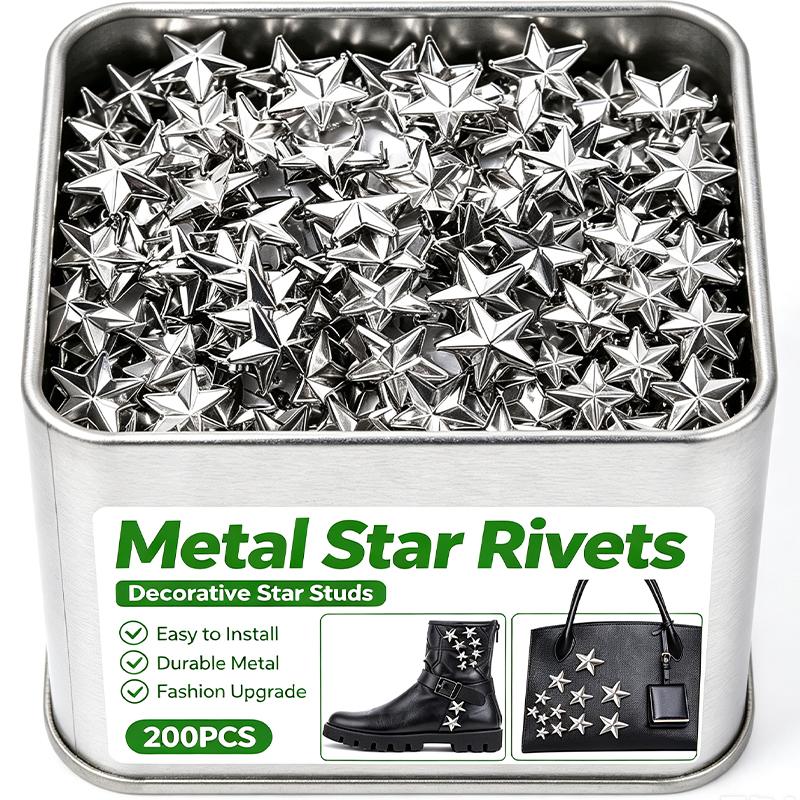 Wholesale Silver Metal Star Rivets DIY Clothes Shoes Bags Handmade Clothing Accessories Punk Leather Studs Spikes Spots Nails