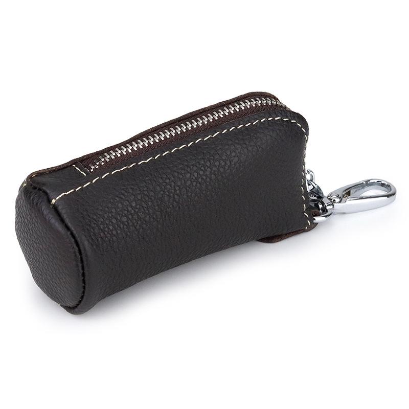 Women's Genuine Leather Cowhide Key Case - Compact Cylinder for Car and House Keys, Multifunctional and Soft