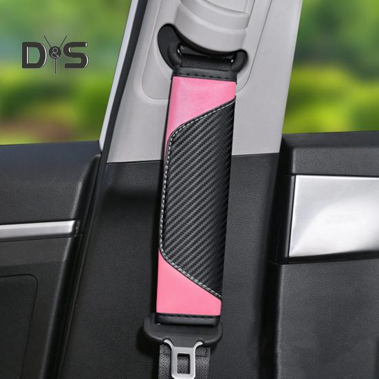 2Pcs Car Seat Belt Cover Carbon Fiber Safety Belt Shoulder Guards Breathable Safety Harness Pad for Protecting Neck Shoulder