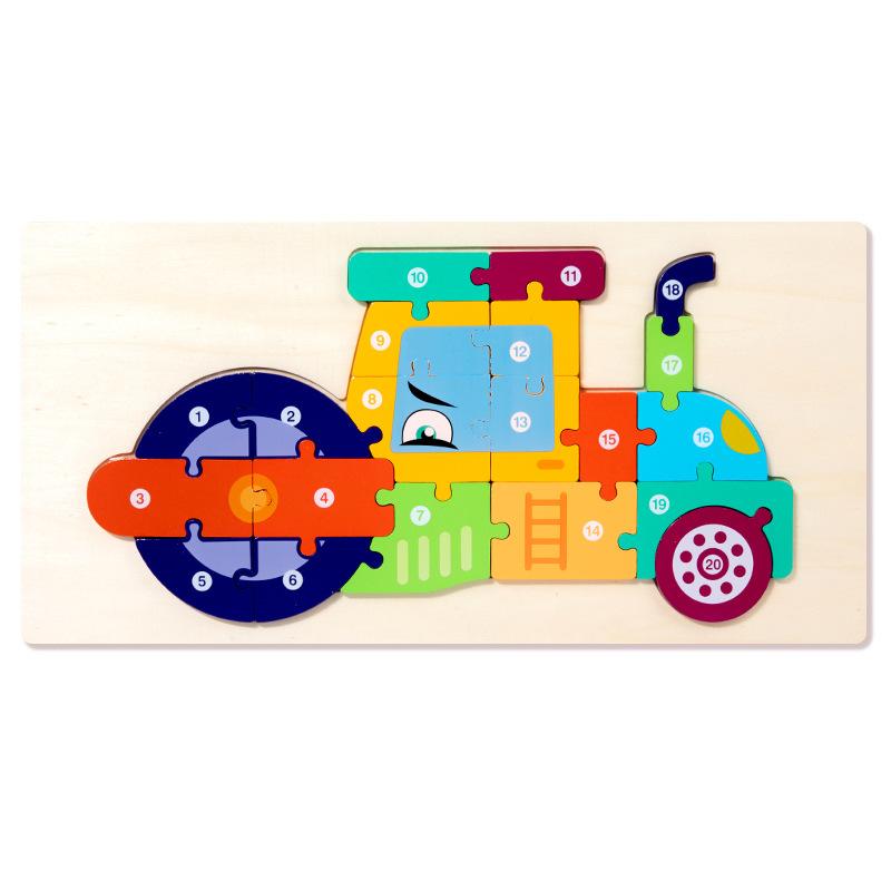 Children'S Early Education Puzzle Large Buckle Three-Dimensional Dinosaur Animal Digital Cognition Puzzle Puzzle Toy