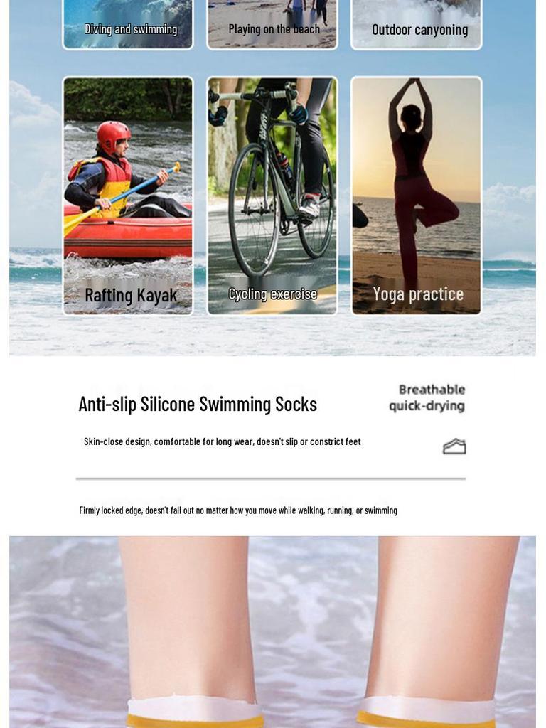 Wasserdichte Silikon-Rutschfeste Tauchsocken mit Kordelzug zum Schnorcheln und Schwimmen - Unisex Hohe Elastizität Strandfußbekleidung