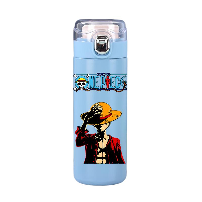 400Ml Anime One Piece Baskılı Termos Şişe Paslanmaz Çelik Kupa Sızdırmaz Vakumlu Matara Termal Kahve Çay Süt Su Şişesi