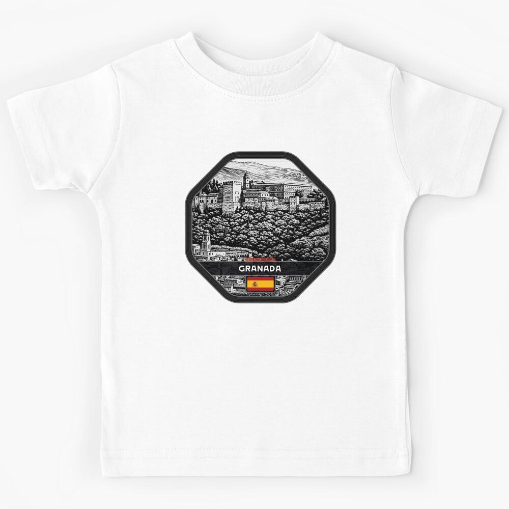 Granada Spain Linocut Style Kids T-Shirt 160