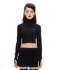 Isjabaibeu [It004-1] High-Neck Crop T-Shirt - Black