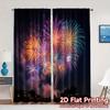 Set aus 2 modernen flachen Druckvorhängen ohne Stange Feuerwerk Blüte Beliebte Polyester Geschenke Vorhang