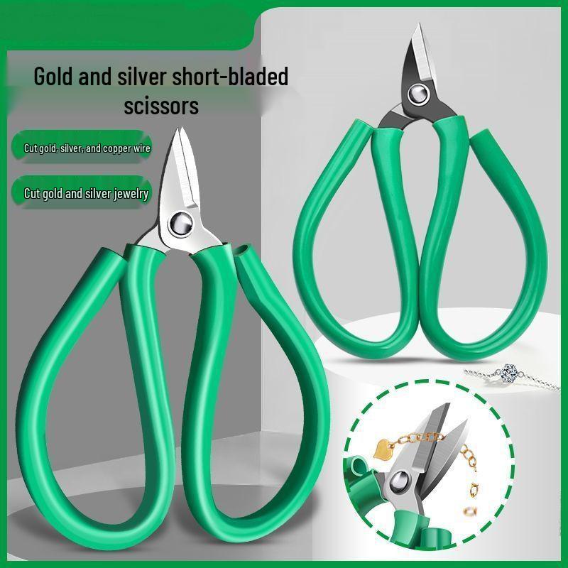 

Green-Handled High-Carbon Steel Scissors with Sharp Blades and Rubber Grip for Precision Cutting Small Green Head Scissors