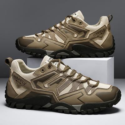 Fashion High Quality Fashion Leather Hiking Shoes Durable Outdoor Sport Men Trekking Leather Shoes Lace-Up Climbing Hunting Sneakers