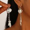 Retro Half Face Dangling Earrings Punk Gothic Y2K Silver Color Alloy  Edgy Unisex Accessories Halloween Party Cool Gift