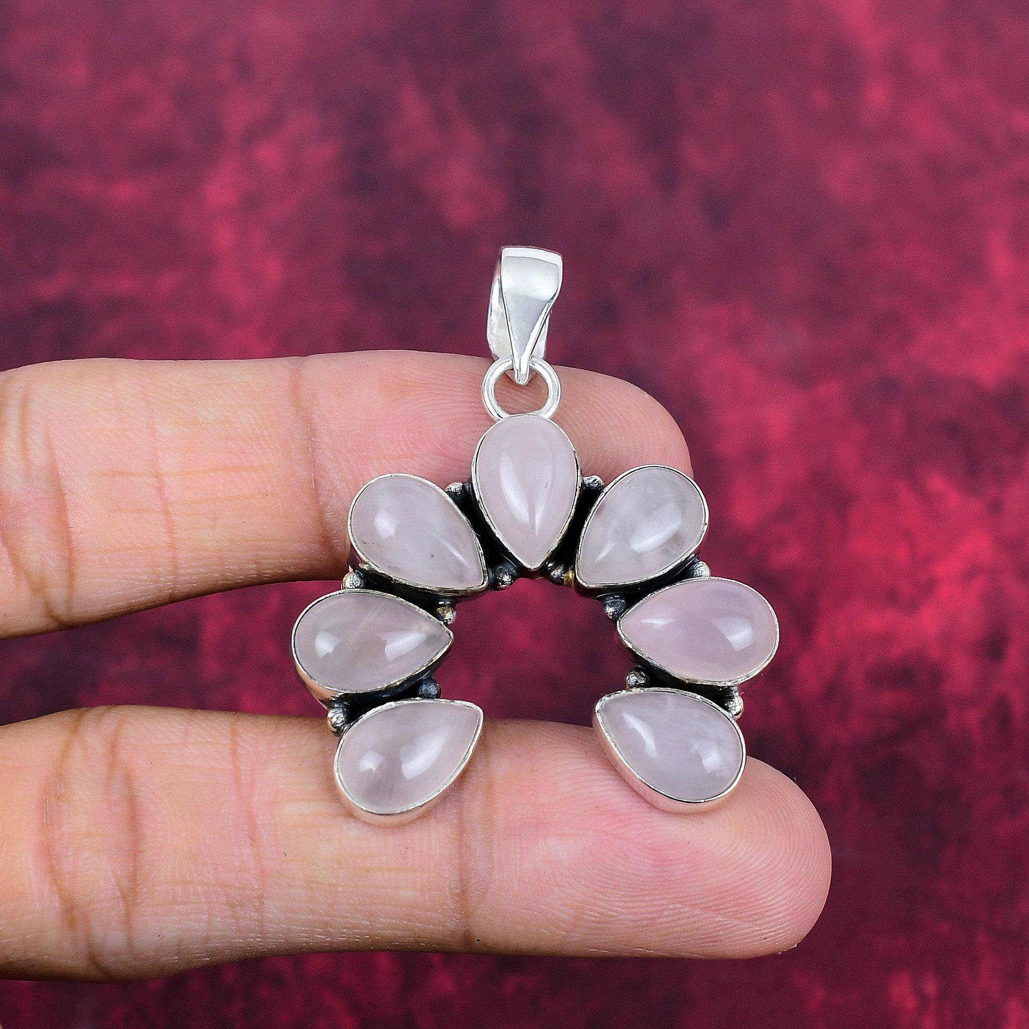 

Ювелирные изделия из розового кварца, кулон из стерлингового серебра 925 пробы, ювелирные изделия ручной работы с драгоценными камнями, подарки для жены, абсолютно новый кулон 1.77 Inches