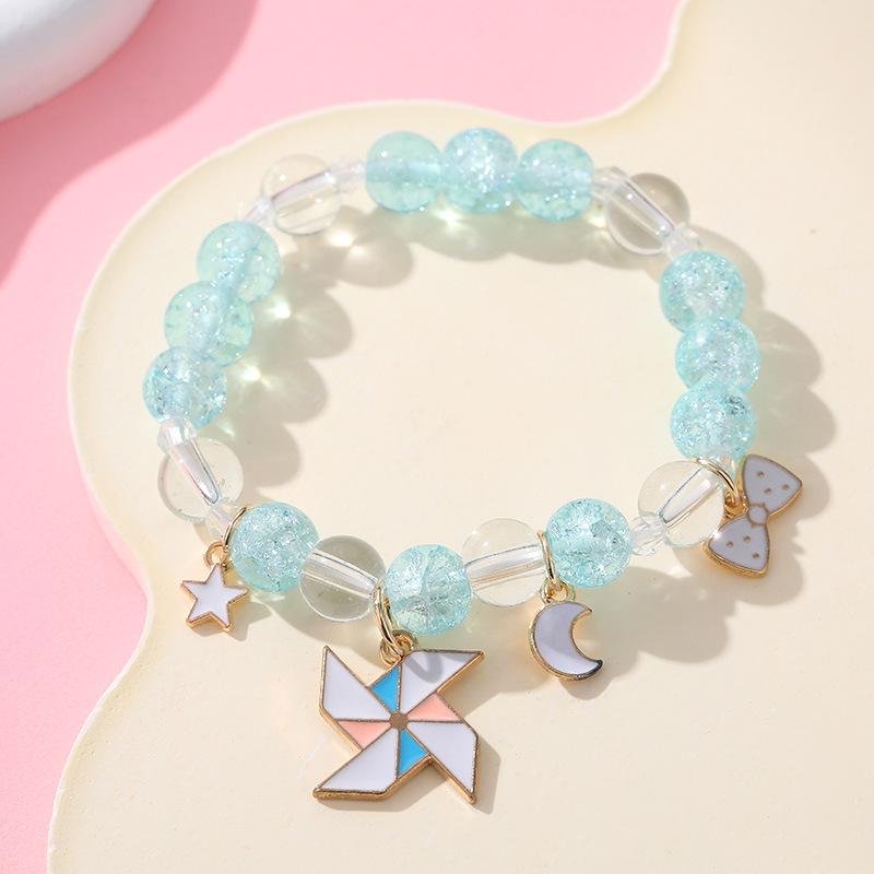 Sanrio Cinnamoroll Crystal Beaded Bracelet - Handmade Cartoon Gift for Female Students, Friends, and Couples.