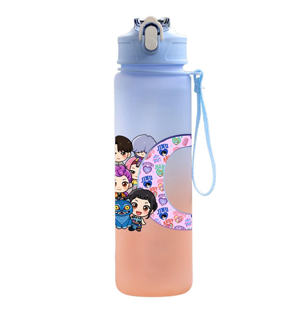 750Ml Water Bottle Anime 26 English Letter K-Pop Demon Hunters Printed Large Capacity Drinking Cup Portable Outdoor Sports Water Cup Children Kid Gift