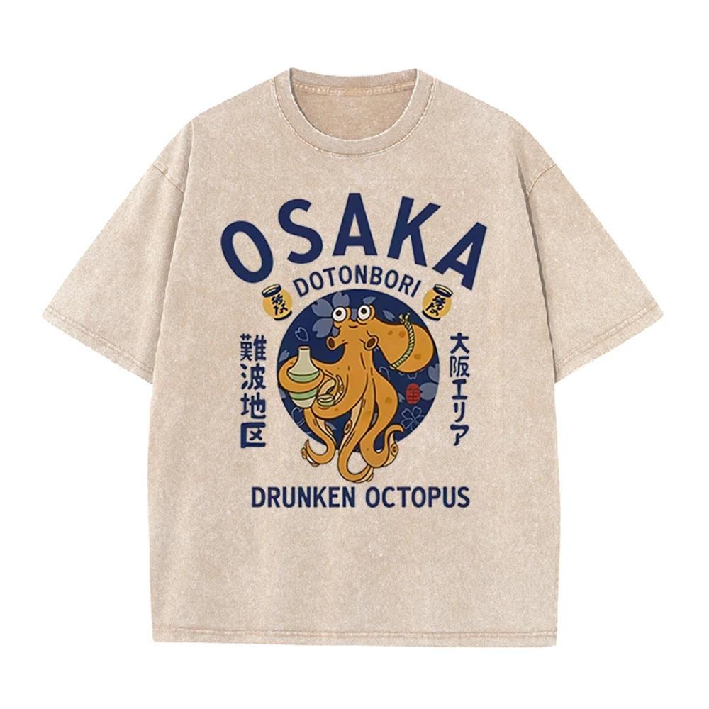 2026 Japanese Osaka Dotonbori Drunken Octopus Food Lover Funny Graphic Tee Shirt Mens Women Fashion High Quality Cotton Tshirts