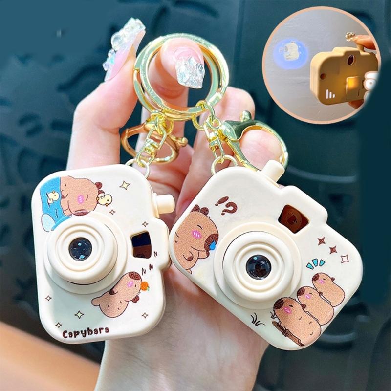 New Capybara Projection Camera Keychain Cartoon Kawaii Mini Camera Keyring Hanging Decoration Fashion Backpack Pendant