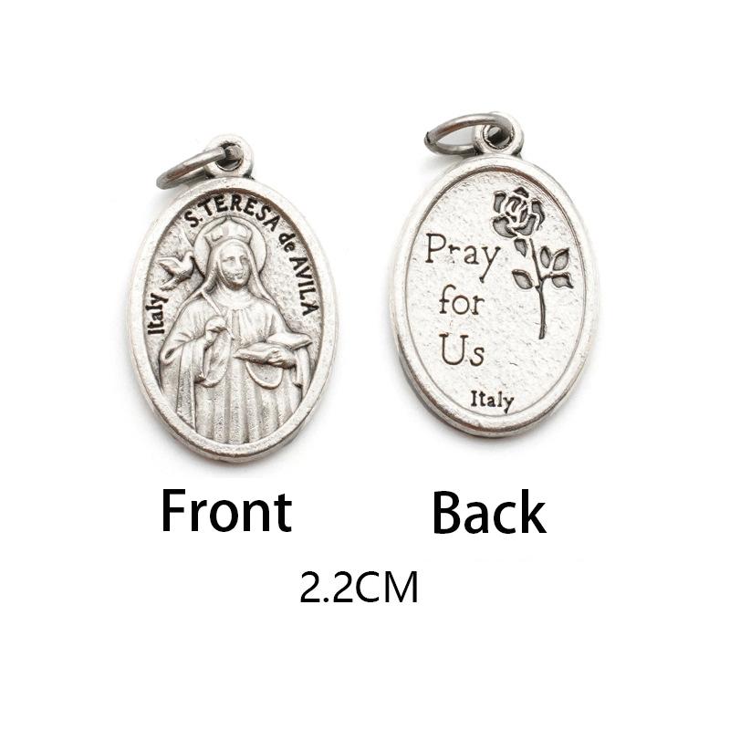 Reversible Metal Charms Necklace Bracelet DIY Accessories Philomena Our Lady Benedict Religious Figures Charms Catholic Figures