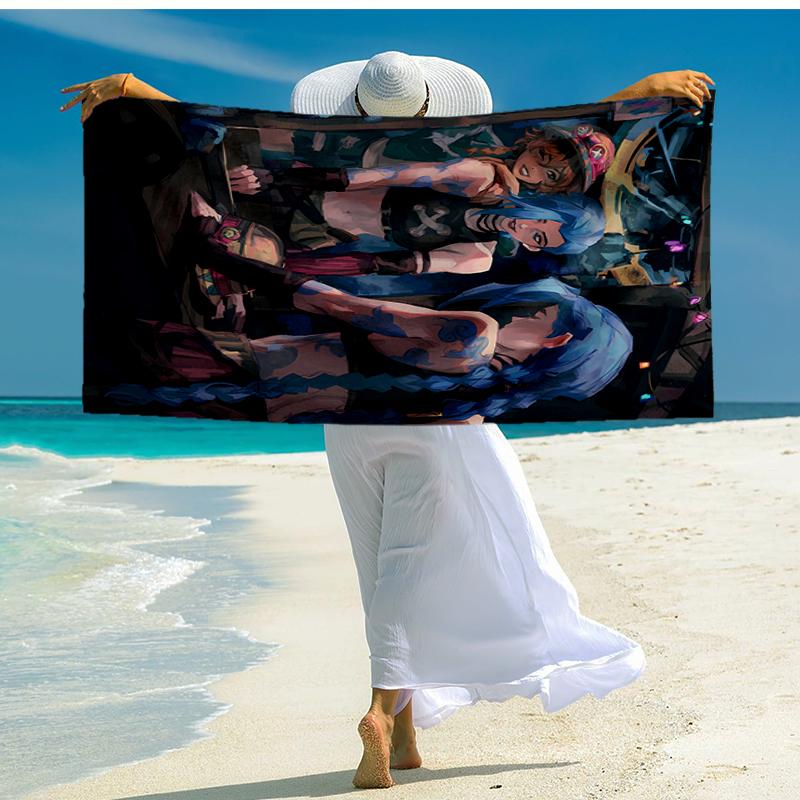 Ultra-Soft Beach Towel with Jinx Theme,Ideal for Pool - Camping, Diving - Perfect Travel Essential, Vibrant Beach Towel.