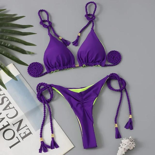 Badetøy Strandferieantrekk Thong Bikinisett Badedrakter Sexy Jente Bikinier Trekantbandasje Dameklær Strandtøy