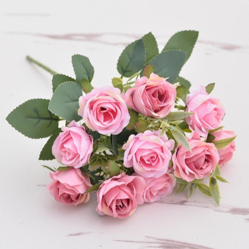 Silk Red Rose Bouquet Artificial Flowers Wedding Accessories Peony Fake Flower DIY for Wedding Party Table Vase Home Decoration