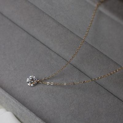 S925 Sterling Silver Single Zircon Super Flash Necklace Women's Design Minimalist Exquisite and Versatile Clavicle Chain Women