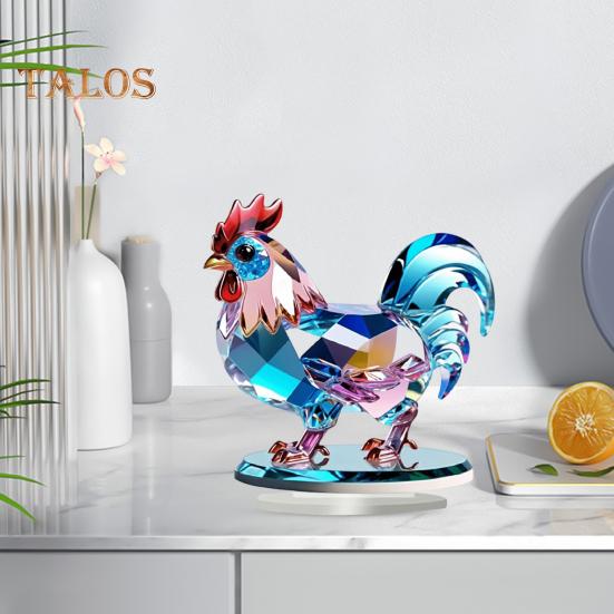 Decorazione da tavolo in acrilico con gufo, gallo, aquila, ornamento piatto 2D, con base per tavolo da ufficio, decorazione per caminetto