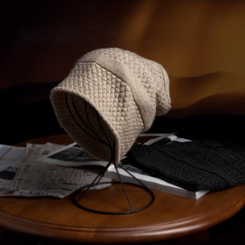 Cashmere Autumn and Winter New Style Women's High End Knitted Outdoor Warm Jacquard Ear Protection Hat Knitted Casual Baotou Hat