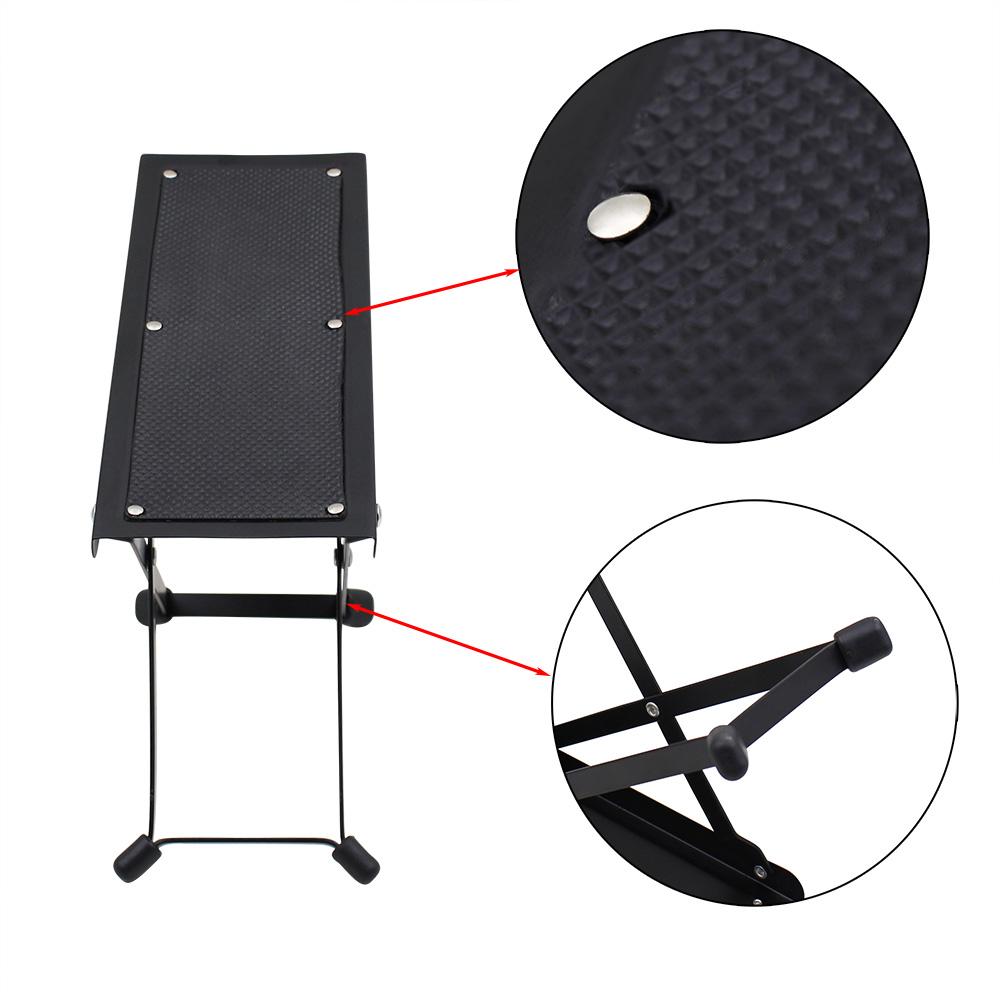 Guitar Foot Stool 4 Position Height Adjustable Foldable Guitar Pedal Foot Rest Step Footstool Black for Guitar Pedal Mini Tools