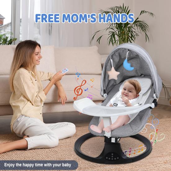 Elektrické houpací křeslo s inteligentním indukčním systémem a bezpečnostním pásem Dálkové ovládání Kompatibilní s Bluetooth Elektrické houpátko Opěrka zad Chytré houpání