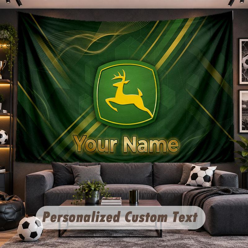 Wandbehang Wandteppich Benutzerdefinierter NameJohn Deere Muster Personalisiert Bedruckter Stoff Wanddekoration