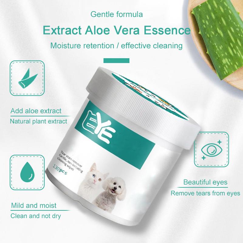 Pets Eye Wipes, Wet Wipes for Cats and Dogs, Universal Smokeless Wipes, Cleaning Products, 130 Canned Wipes