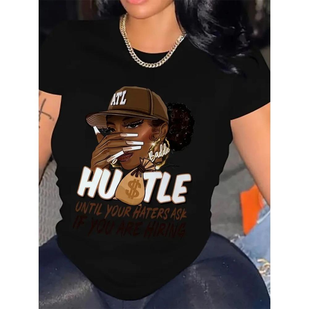 

Round Neck Short Sleeved T-shirt Top Fashion Streetwear Women s Summer Print Aesthetic Clothes S