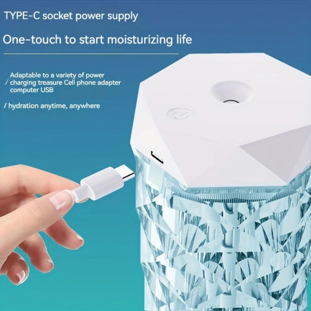 1Pcs 400/1000ml Colorful USB Crystal Humidifier Atmosphere light with Aromatherapy and Air Purification for Bedroom and Desktop