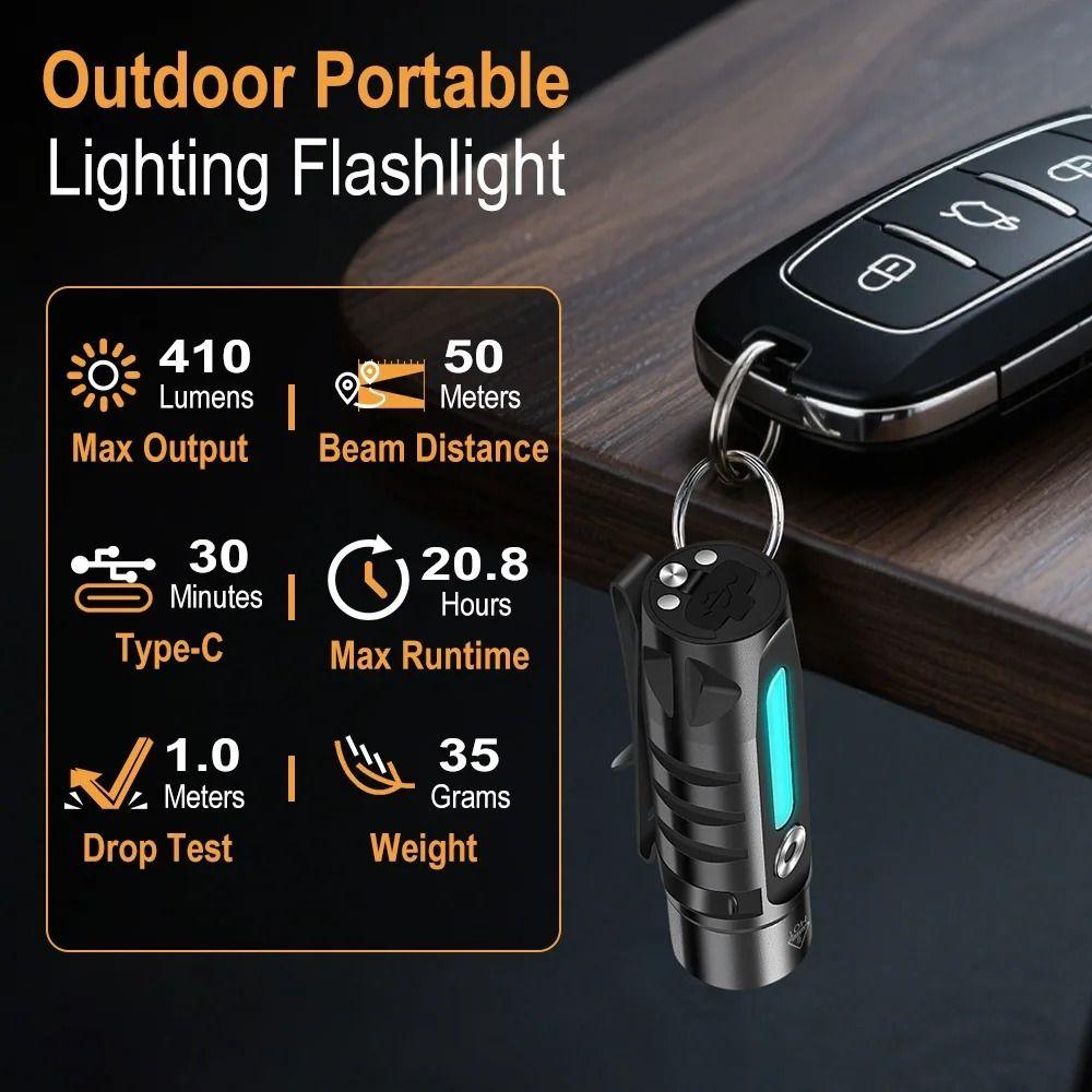 Multi-Light Source Mini Keychain Flashlight Super Bright Side Lamp Portable Work Light Aluminum Alloy Tail Magnet