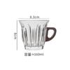 Glass Coffee Cup and Dish Set Wooden Handle Water Cups Wooden Dessert Plate Insulated Breakfast Cup Milk Tea Cups Milk Mug