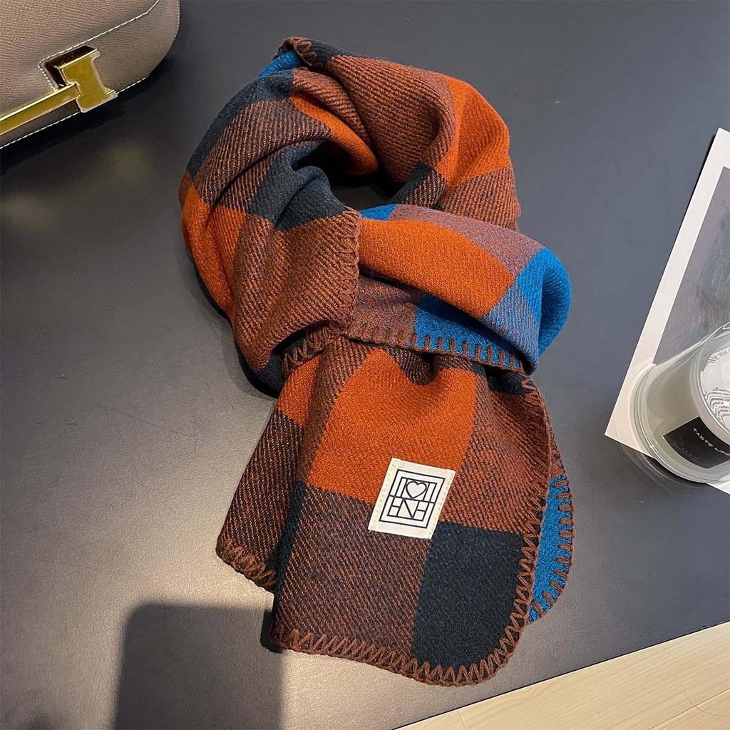 Korean Plaid Scarf Women Winter Classic Warm Imitation Cashmere Scarves Thick Bandana Fashion Luxury Shawl Wrap Bib Neckerchief