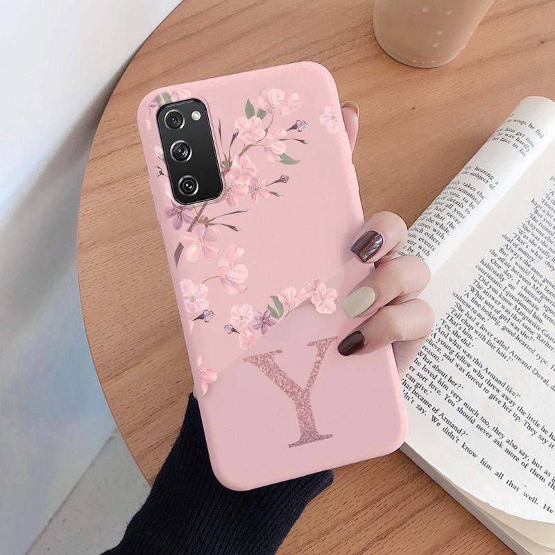 For Samsung Galaxy S25 Plus Ultra Phone Cases Cover Pink Letters Cute Flowers Pattern Soft Silicone Shell Bags Back TPU Fundas