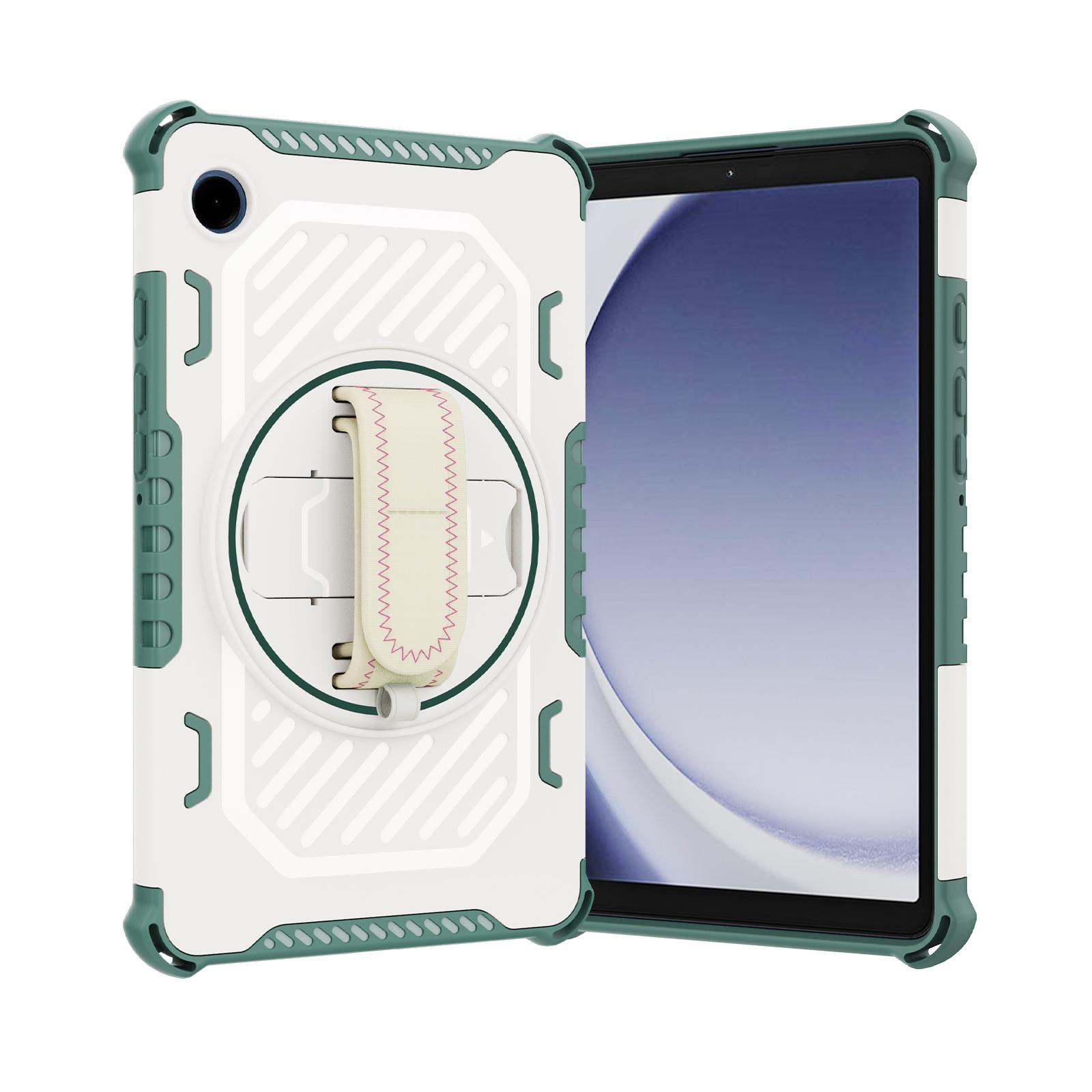 

For Samsung Galaxy Tab A9 Case Kickstand PC+TPU Shockproof Tablet Cover With Hand Strap Green