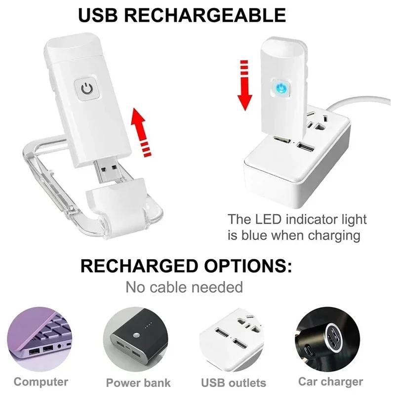 Eye protection reading book light USB rechargeable portable foldable 3 light colors adjustable brightness night light