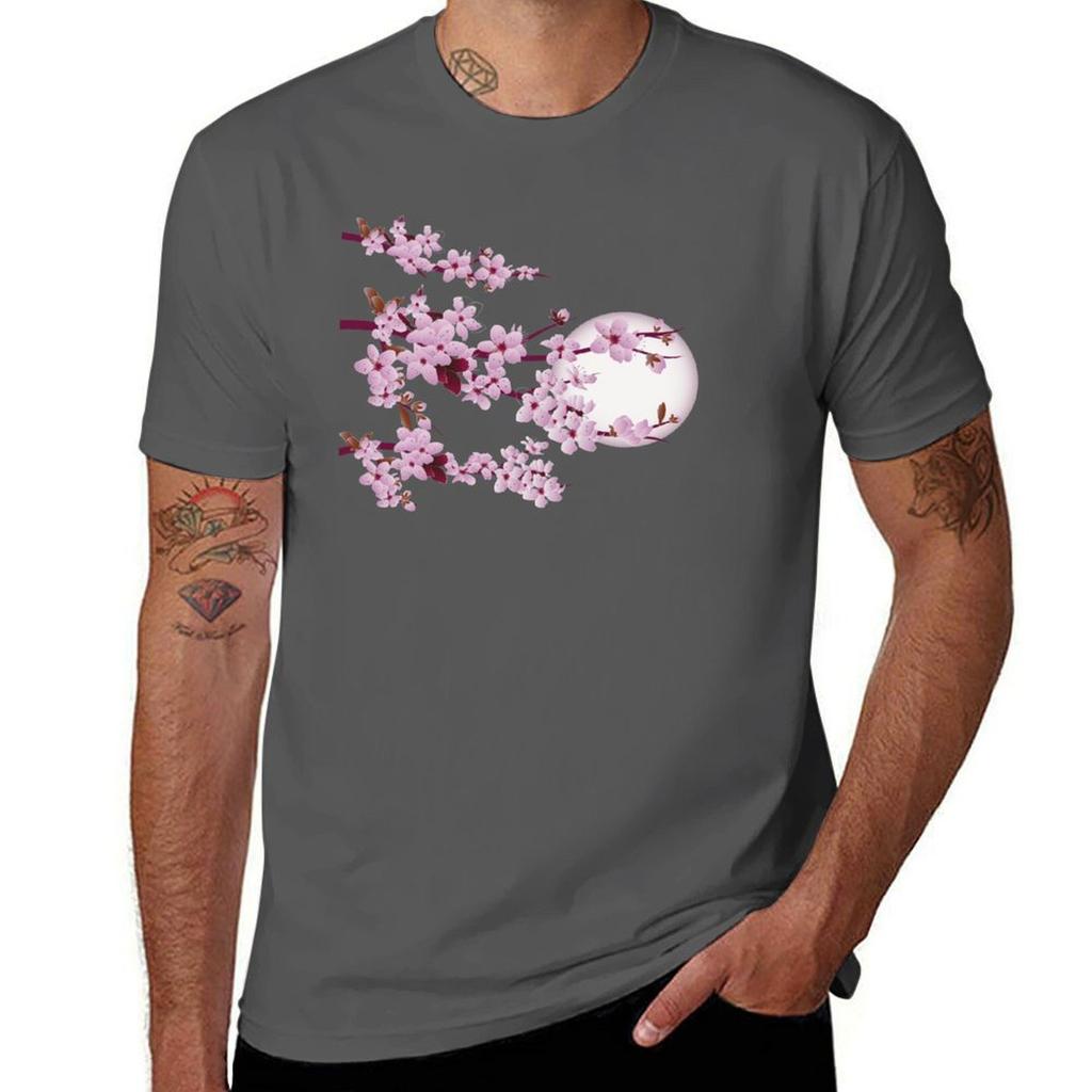 A Beautiful And Charming Cherry Blossom Tree In The Moonlight Tshirt Trend Art Print Tshirt
