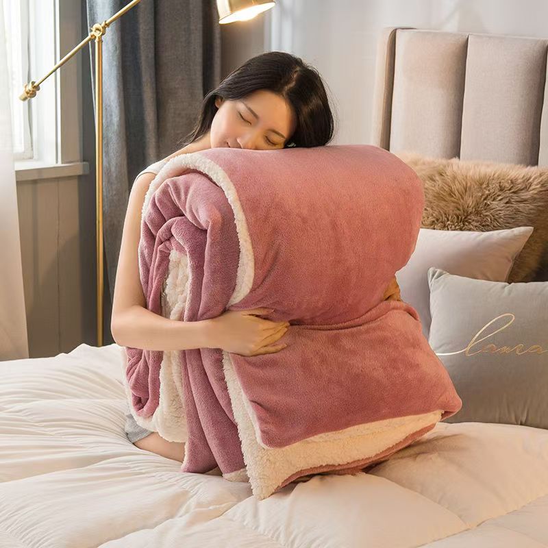 Wool Throw Blanket Keep Warm Winter Bed Blankets Double Sided Queen Duvet Cover Camping Double Bed Cover Bedspread On The Bed