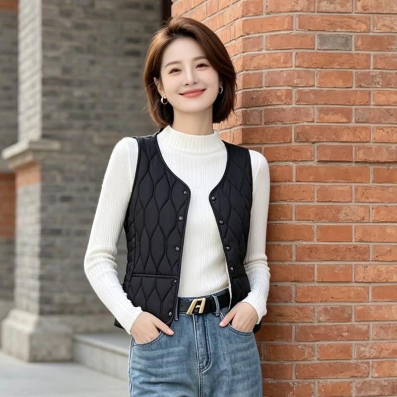 Womens Padded Vest Lightweight Warm Sleeveless Coat Short Outerwear Winter